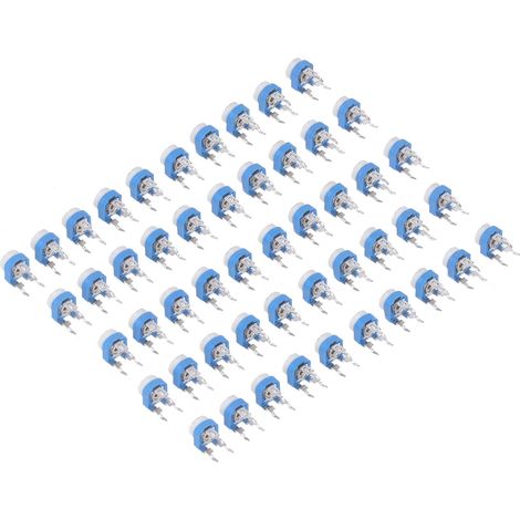 Lot de 100 résistances variables ajustables RM065 10 valeurs 500R à 1M bleu blanc kit d'assortiment potentiomètres de réglage carbone (1/5)