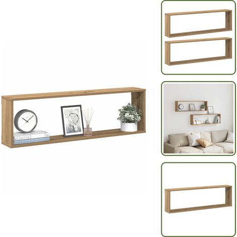 vidaXL Étagères cube murales 2 pcs chêne artisanal bois ingénierie (1/5)