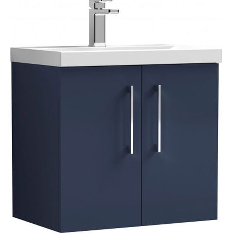 Nuie Arno Wall Hung 2-Door Vanity Unit with Basin-3 600mm Wide - Midnight Blue (1/5)