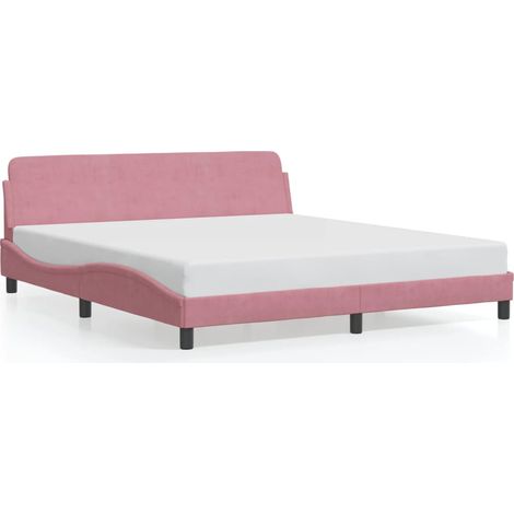 Lit double，Lit adulte，Cadre de lit avec tête de lit Dover rose 180x200cm velours CFW7290553 (1/5)