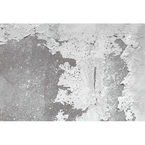 Papier peint panoramique gris imitation mur peint | Tapisserie panoramique originale pour bureau | Papiers peints panoramiques blancs intissés - 270 x 400 cm (4 pièces) (1/2)