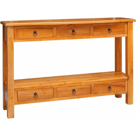 Konsolentisch Natur 115 x 32 x 76 cm Massives Mahagoni Holz vidaXL