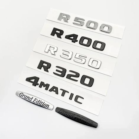 (R400, Argent) - Logo 3D Série R 4Matic pour voiture Série R (autocollant autocollant pour aile, coffre et arrière W251) (1/5)