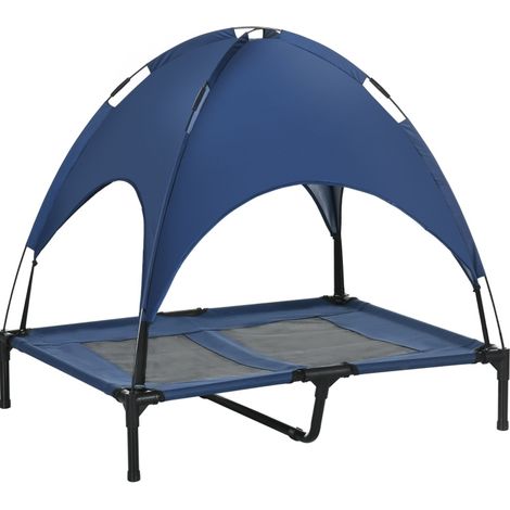 Outdoor-Hundebett mit Dach, faltbar, erhöht, dunkelblau (1/4)