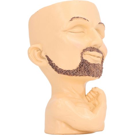 Cache-pot visage homme musclé avec trou de drainage pour salon couloir couleur chair (1/5)