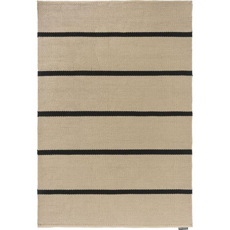 Tapis extérieur kilim fait main 160x230 beige et noir rectangle en PET (1/5)