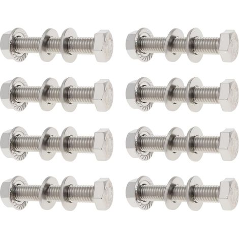 Lot de 8 écrous Et Rondelles M8x50 Mm pour Boulons de Collecteur d'échappement 16044221 Compatible avec A4 (1997-2015) N0402622 (1/5)