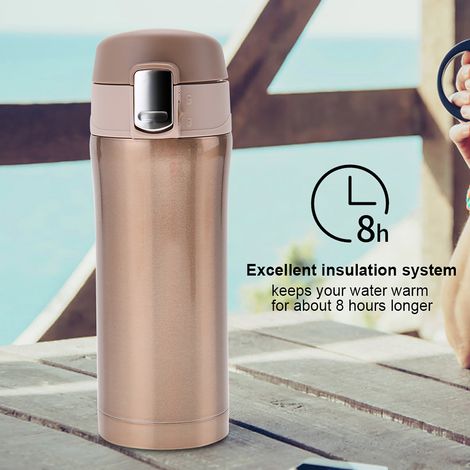 Edelstahl-Vakuum-Thermoskanne, isolierte Wasserflasche, Reisebecher, Kaffee-/Teetasse, 350 ml (Gold) (1/5)
