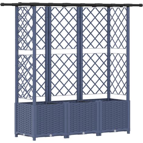 Fioriera da giardino Letto Rialzato con Griglia e Tetto Grigio 163,5 x 40 x 136 cm (1/5)