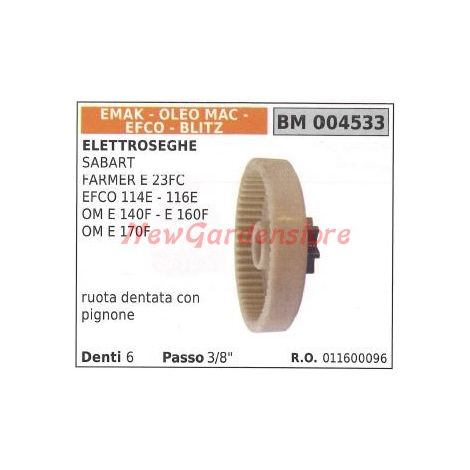 Ruota dentata con pignone EMAK per elettrosega SABART OM E 140F 004533