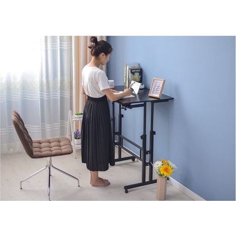 Ulisem 60 cm höhenverstellbarer Laptop-Stehtisch, Computer-Stehpult mit Rollen (weißes Ahorn)