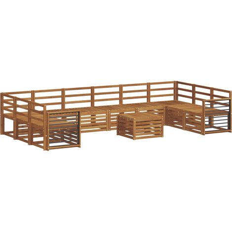 Sofa Sets 11 pcs Natural Solid Acacia Wood vidaXL (1/5)