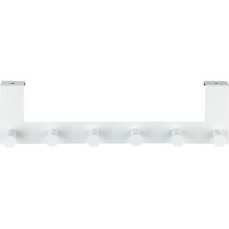 WENKO Türgarderobe Celano Weiß, 6 Haken, für Türfalzstärken bis 2 cm, Weiß, Stahl weiß (1/7)