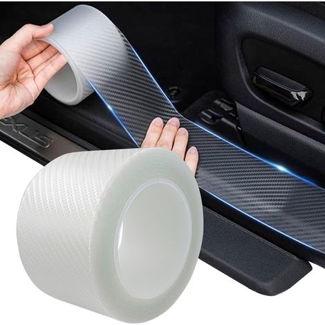 Un rollo de protector de umbral de puerta de coche, pegatinas de umbral de puerta de fibra de carbono de 7 cm x 10 m, protector de umbral de puerta de coche universal, adecuado para puertas y manijas 