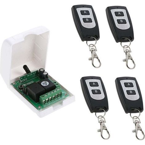 Contrôleur de moteur DC 12V DC, Commutateur de télécommande sans fil RF 433Mhz Récepteur de relais avec 4 émetteurs, pour la rotation avant et arrière des moteurs, porte de porte, volet roulant (1/4)