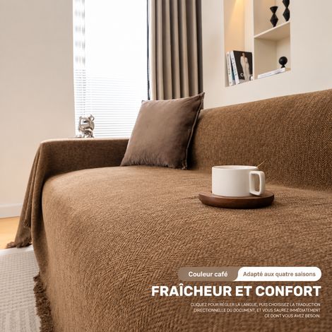 Jeté de Canapé Chenille Chevrons Plaid Fauteuil café 180 x 130 cm adapté pour petit fauteuil 1 place, 50 × 30 × 8 cm, 837 g – Livraison gratuite (1/2)