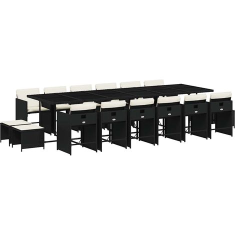 Maison Exclusive - Ensemble à manger de jardin 17 pcs coussins noir résine tressée (1/5)