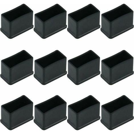 Lot de 12 embouts de protection rectangulaires en feutre de caoutchouc – Pour pieds de meubles – Dimensions 15 x 30 mm – Couleur noire (1/4)