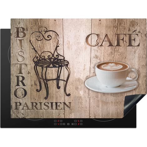 Induction Hob Protector Bistro Parisien - Cafe - Coffee - Vintage 70x52 cm