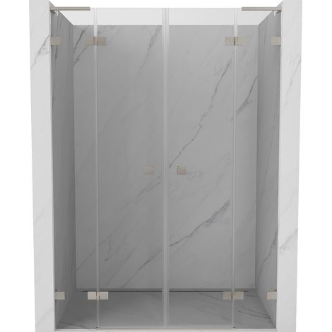 Mexen Lunar L Duo portes de douche pivotantes 160 cm, transparentes, nickel brossé - 834DL-160-000-97-00 (1/5)