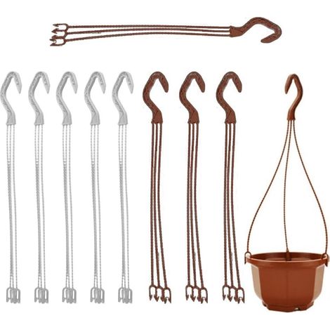 10 Crochets Pour Panier Suspendu En Plastique, Chaînes De Panier Suspendu Pour Support De Jardinière, Cintres Pour Pots De Fleurs Avec Crochets, Cintre Pour Pots De Fleurs Extérieurs Intérieurs, (1/5)