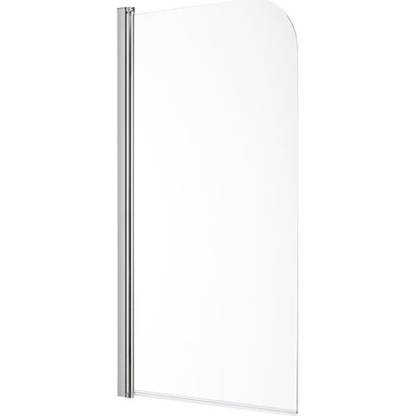 Hudson Reed – Pare-baignoire fixe arrondi 140 x 80 cm – Verre sécurité 6 mm – Traitement anti-calcaire – Profilé aluminium poli – Pivotement 180°