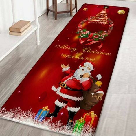 Tapis,Tapis de Noël 60x120cm Paillassons Père Noël Tapis de Passage Antidérapante Carpettes Tapis de Salon Tapis de Bain Tapis de Cuisine Décoration Maison Chambre Tapis (1/2)