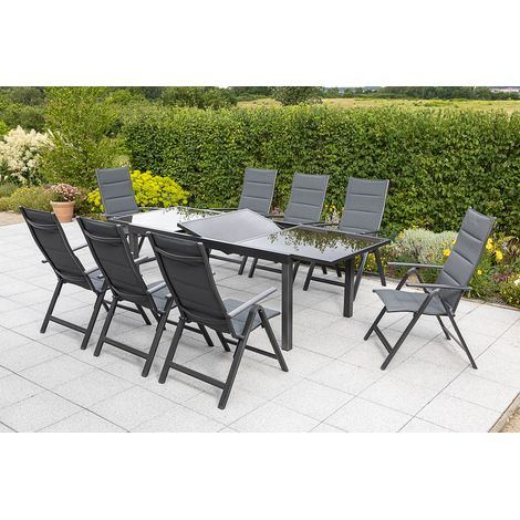 Taviano Set 9tlg 8 Sessel Tisch 140(200)x90cm
