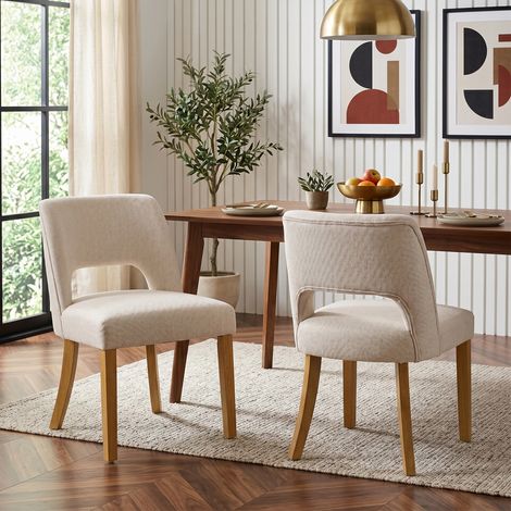 2er-Set Esszimmerstühle aus Leinen mit Massivholzbeinen – beige, bequem, atmungsaktiv, modern, vielseitig für Esszimmer, Wohnzimmer und Cafés,MIVRAY