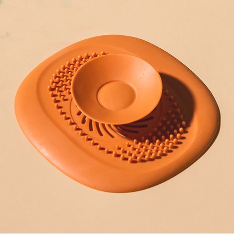 Bouchon de bonde en silicone avec protection et récupérateur de cheveux – Couvercle pliable – Convient pour la douche et la baignoire – Convient pour la salle de bain, la cuisine et la buanderie – Ora (1/4)