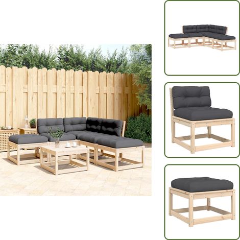 Muebles de terraza - vidaXL Juego de sofás de jardín 5 pzas con cojines madera maciza pino - Sofás de madera