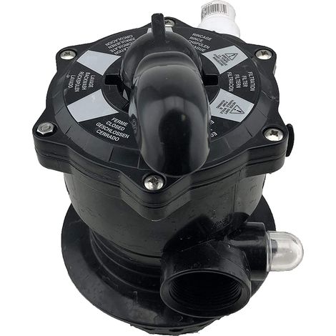 EDG – Vanne 6 voies piscine – Bride noire – Voyant de turbidité intégré – Compatible filtres Aqualux Axos et Xeo – Installation facile