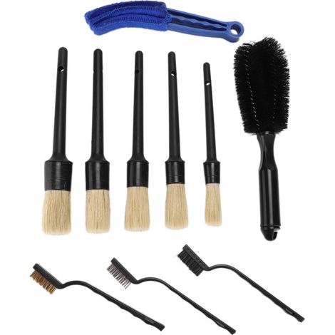 Ensemble de 10 brosses de nettoyage et d'entretien pour voiture : compartiment moteur, jantes, pot d'échappement et badge. (1/5)