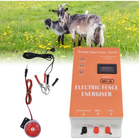 Clôture électronique à impulsion avec alarme de 30 km pour la protection des bovins et ovins dans les ranchs, contre les sangliers, avec alimentation solaire haute tension (100-240 V, norme américaine (1/5)