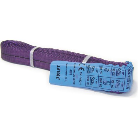 Levac – Élingue sangle sans-fin 30 mm – Charge utile 1 t – Longueur 2 m – Polyester pour treillis-soudés – Coefficient de sécurité 7/1