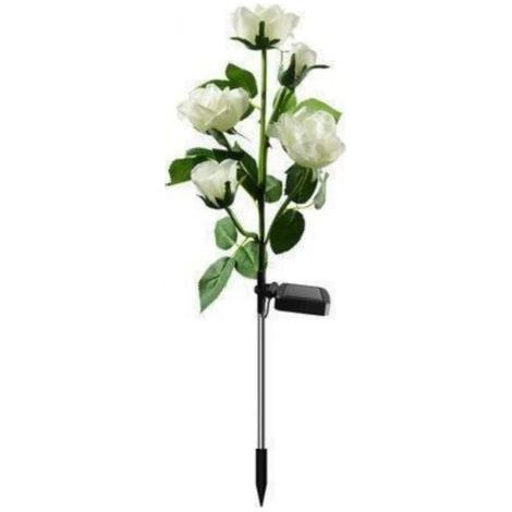 1 Solar-Gartenleuchte in Blumenform mit 5 rosenförmigen Köpfen - LED-Licht (Weiß) (1/5)