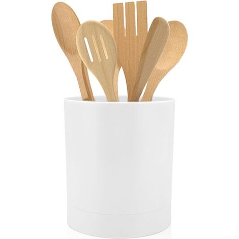 Porte-Couverts - Rotatif 360° - Pour Comptoir Cuisine - 3 Compartiments - Polypropylène - Rouge - 1 Pièce (1/5)