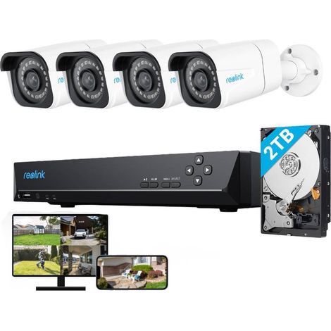 Reolink 8MP Überwachungskamera Set Outdoor, 4X 8MP PoE Bullet Überwachungskamera+8CH 2TB HDD NVR, Personen-/Fahrzeugerkennung, 30m Nachtsicht, 24/7 Schutz (1/5)