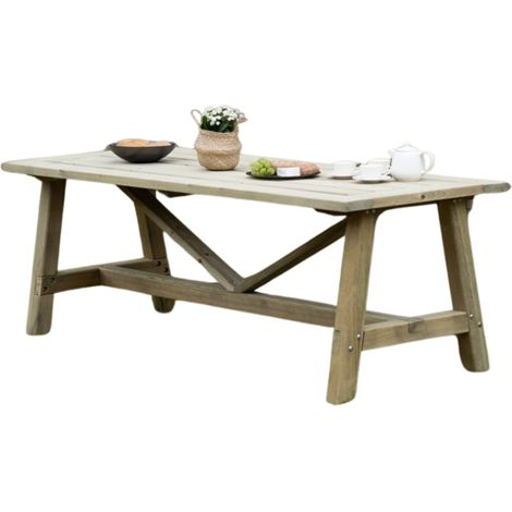 Tavolo da giardino in legno 240x90 cm, piano spesso 44 mm, pino impregnato per esterno resistente - Esterni da Vivere (1/2)