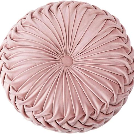 Filiyano-Housse de coussin ronde en velours rose en forme de citrouille pour canapé - Décoration pour canapé (1/4)