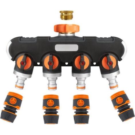 Connecteurs de Robinet à 4Voies pour Tuyau D'Arrosage SéParateur de Tuyau en Plastique Connecteur D'Eau D'Irrigation Goutte à (1/4)