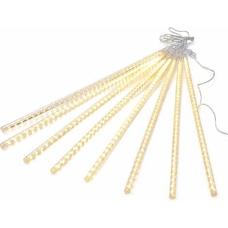 Guirlande LED Pluie de Météores Extérieure Étanche, Blanc Chaud, Branchement Secteur, Lot de 10 Tubes (1/5)