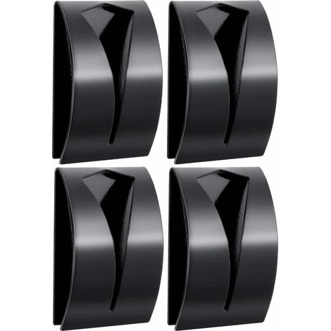 4pcs Black Kitchen Towel Holder, Stainless Steel Self Adhesive Hooks, No Drilling Wall Mounted Towel Rack, Towel Bar (1/4)