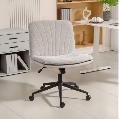 MEUBLIV Sedia da ufficio beige in ciniglia – girevole a 360°, altezza regolabile (1/5)