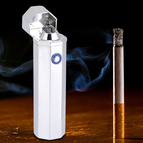 Briquet coupe-vent rechargeable USB, briquet électronique à impulsion sans flamme (argenté) (1/5)