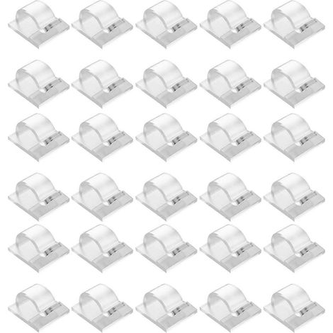 Crochets pour guirlandes lumineuses d'extérieur, lot de 30, crochets transparents avec 30 supports adhésifs étanches (1/4)