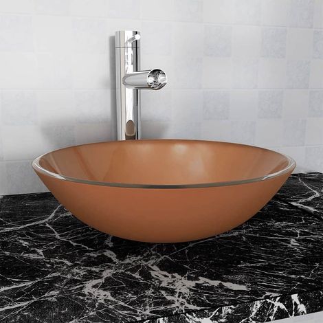 Lavabo de bain-Vasque Verre trempé 42 cm Marron 768200 (1/4)