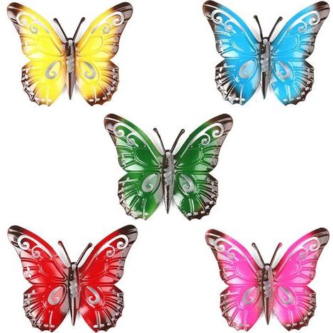 5 Pcs Grandes Décorations de Jardin Papillon en Métal Extérieur Papillon en Métal d'art Mural Extérieur pour Murs Extérieurs Clôtures 27 x 22 cm (1/5)