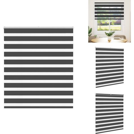 Store zèbre noir 130x150 cm largeur du tissu 125,9 cm polyester - Store Zébré - Stores Zébrés - Store À Enrouleur Zébré - Double Store À Enrouleur (1/5)