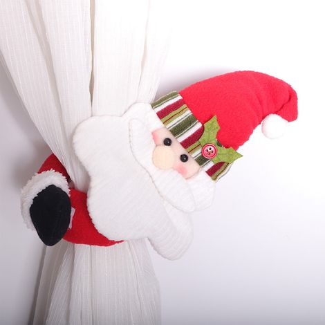 Attache Pour Rideau - Motif Père Noël - Polyester - 20 x 50 cm - Décoration Festive Pour Fenêtre - 1 Pièce (1/5)